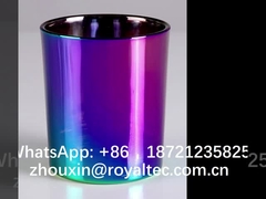 유리제품 위의 절반 무지개 빛깔